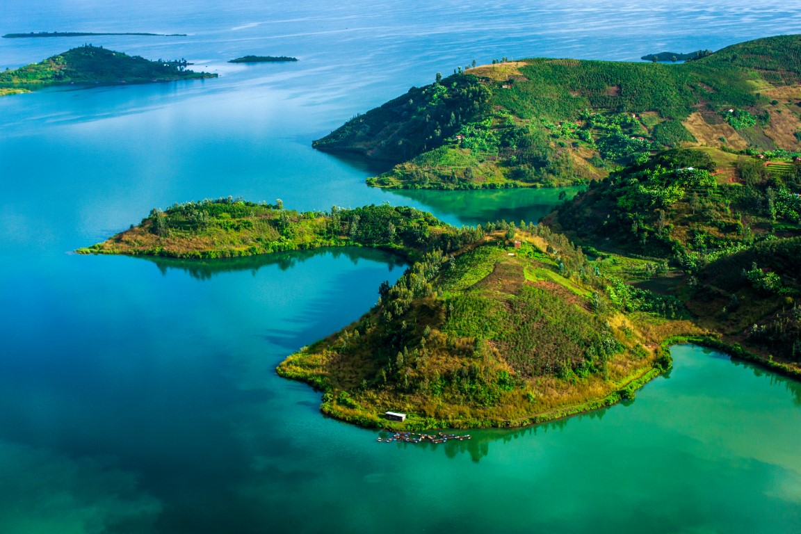 Lake Kivu Rwanda Scenic Landscape and Lakeside Towns
